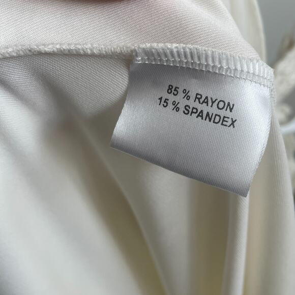 Lorre Bethke Wedding Dress Women M White High Neck Beaded Beach Side Slit - Picture 3 of 16